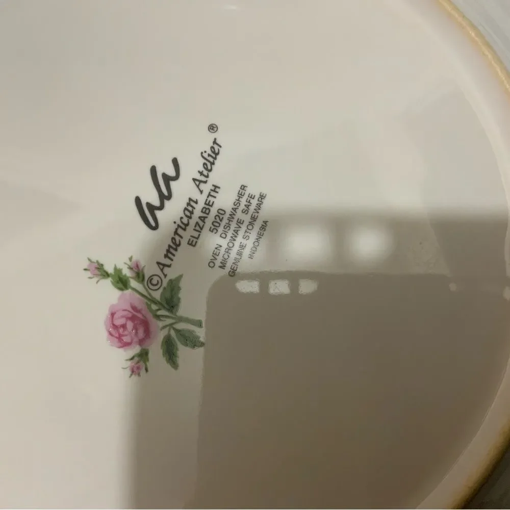 2 AMERICAN ATELIER ELIZABETH 5020 Dinner Plate Granny Core Floral Gingham A2